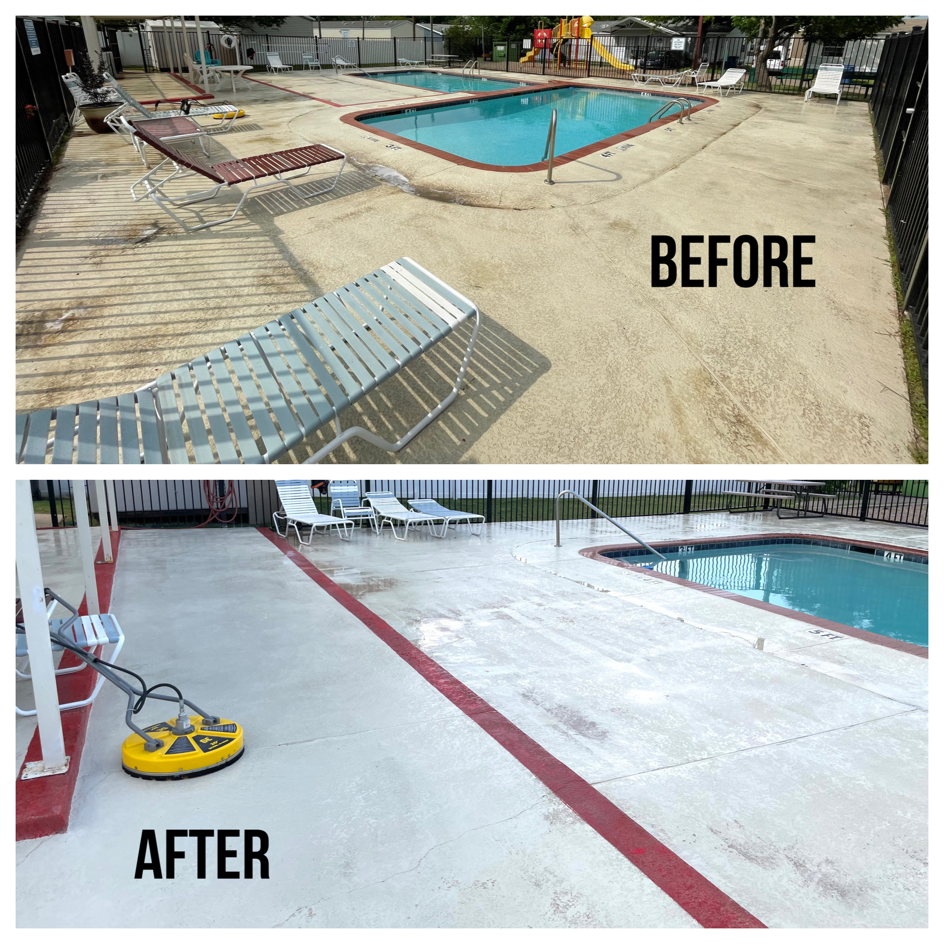 Concrete Pol Deck Cleaning and Building Washing in Seagoville, TX